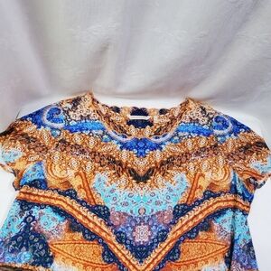 Soft Surroundings Vibrant Multicolor Pullover Short Sleeve Tunic XLG